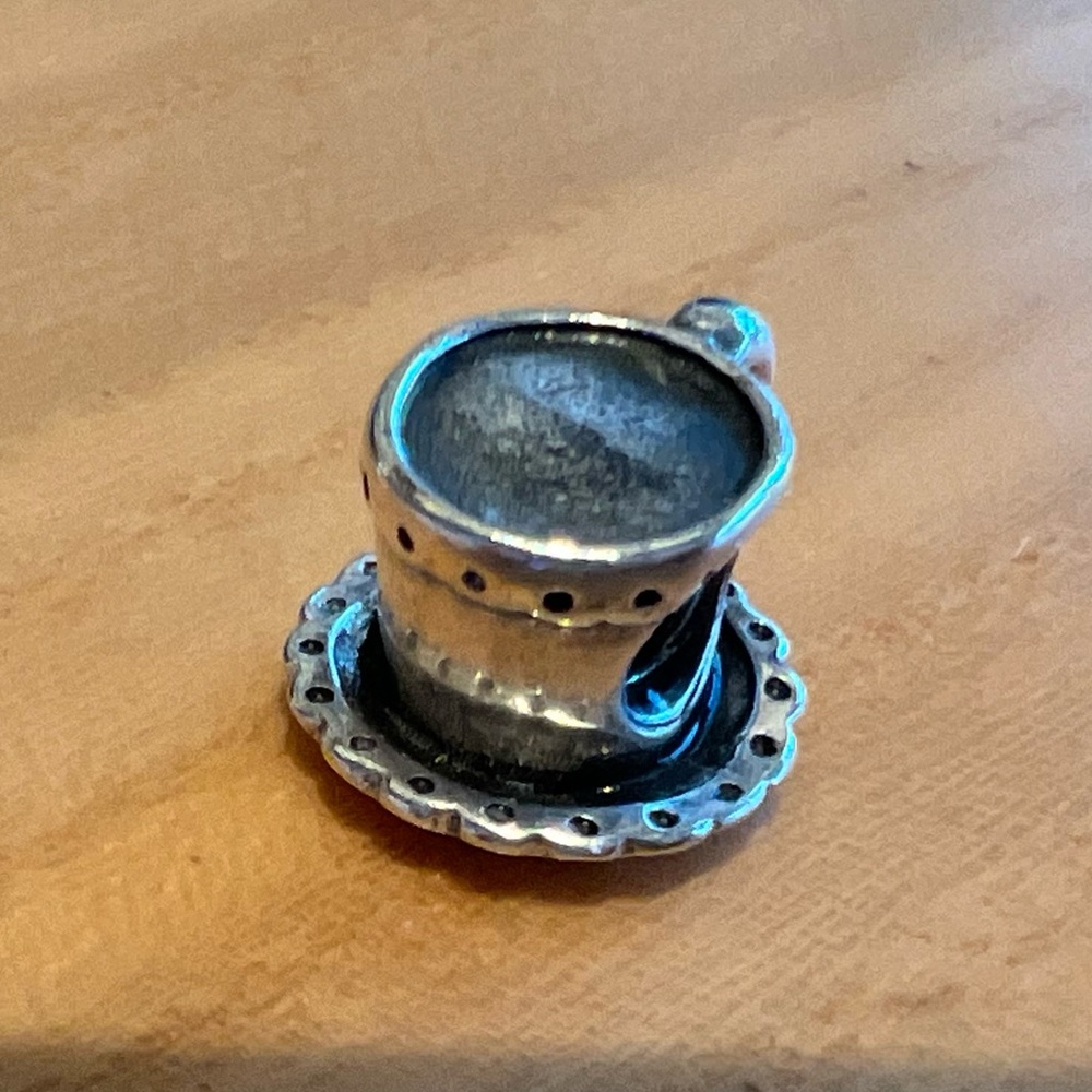 Authentic Pandora silver tea cup charm